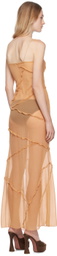 KIM SHUI Beige Semi-Sheer Midi Dress