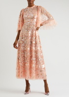 Needle & Thread Garden Delight Embellished Tulle Maxi Dress Coral
