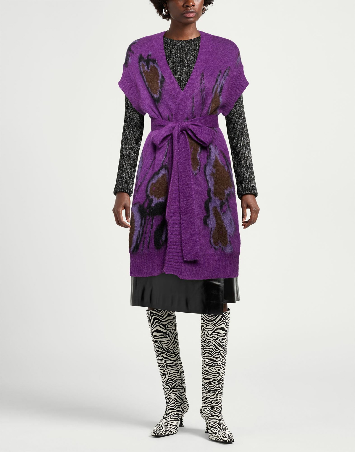 Manila Grace Womens Cardigan in Purple