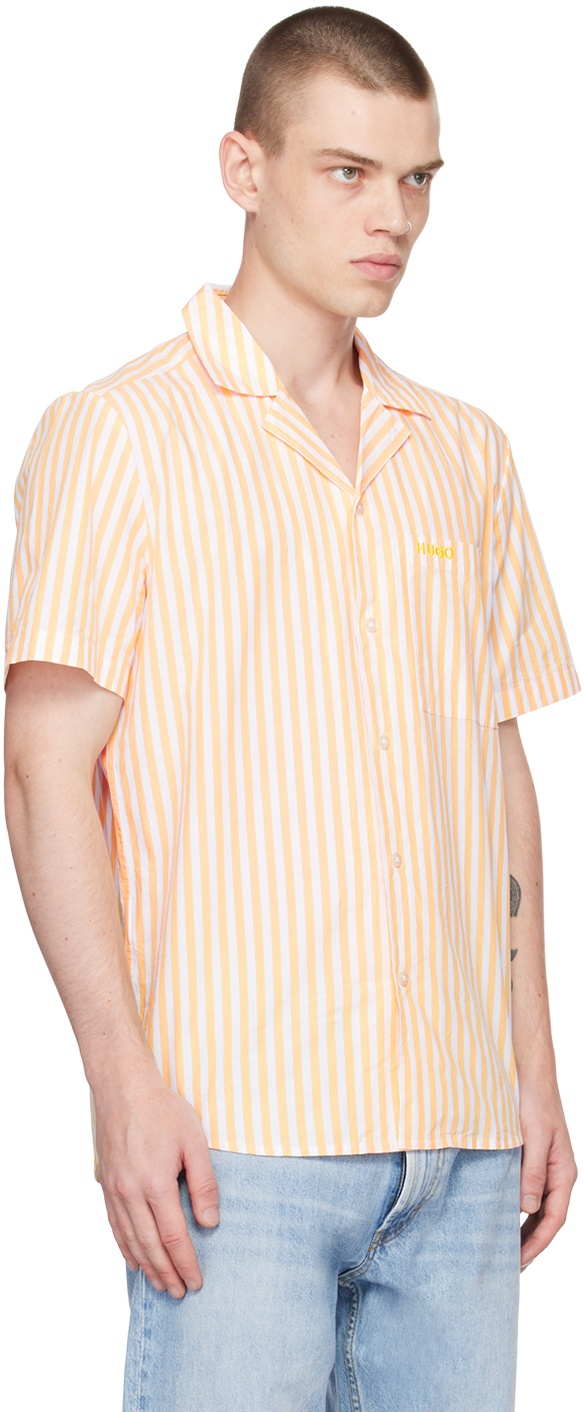 Hugo Yellow & White Striped Shirt Hugo Boss