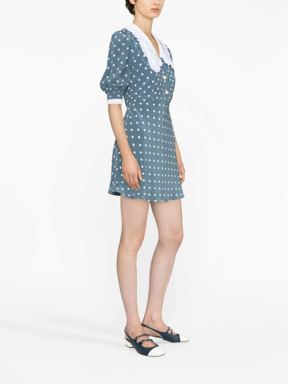ワンピースその他 Alessandra Rich Blue silk minidress with white polka dots Polka-dot printed silk minidress in blue - Alessandra Rich