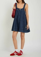 Damson Madder Immy Panelled Denim Mini Dress Dark Blue
