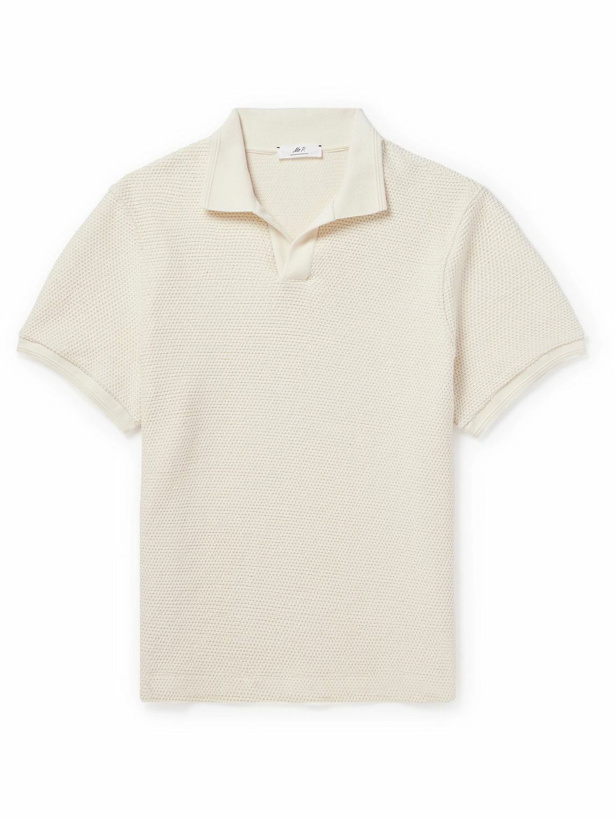 Photo: Mr P. - Golf Textured-Knit Organic Cotton Polo Shirt - Neutrals