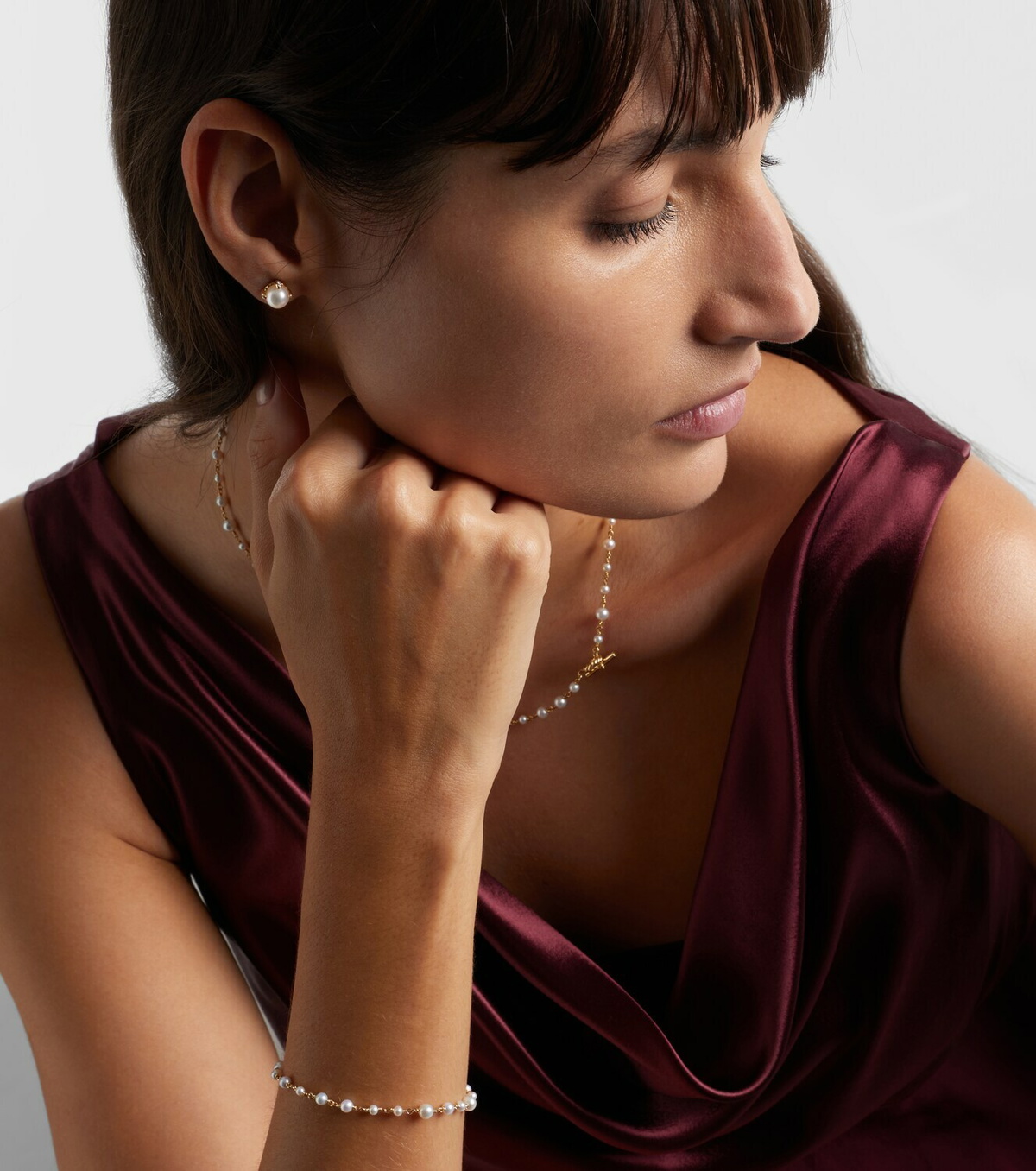 David Yurman Pearl Classics 18kt gold earrings with pearls and diamonds