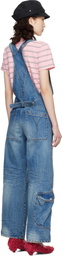 OPEN YY Blue Cargo Pocket Denim Overalls