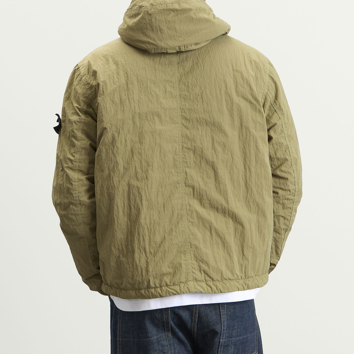 Stone Island Men's Warp Rib Nylon-TC Hooded Jacket in Laurel Green