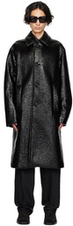 Dries Van Noten Black Crinkled Coat