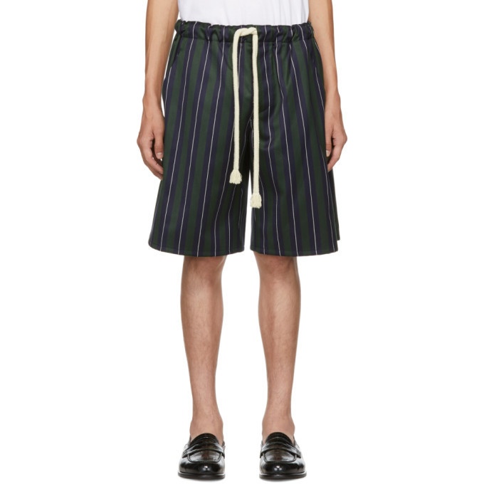 Photo: Loewe Navy and Green Striped Shorts