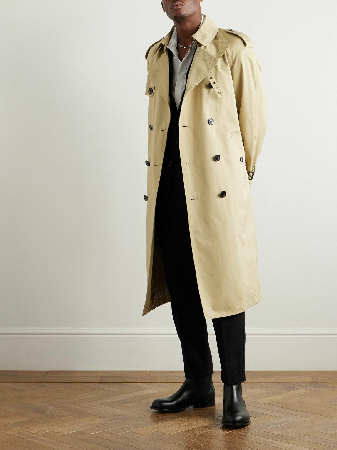TOM FORD - Double-Breasted Cotton and Silk-Blend Trench Coat - Neutrals
