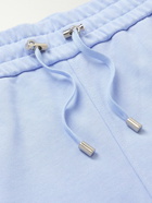 Balmain - Slim-Fit Panelled Logo-Appliquéd Cotton-Jersey Sweatpants - Blue