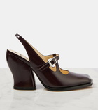 Loewe Onda brushed leather slingback pumps
