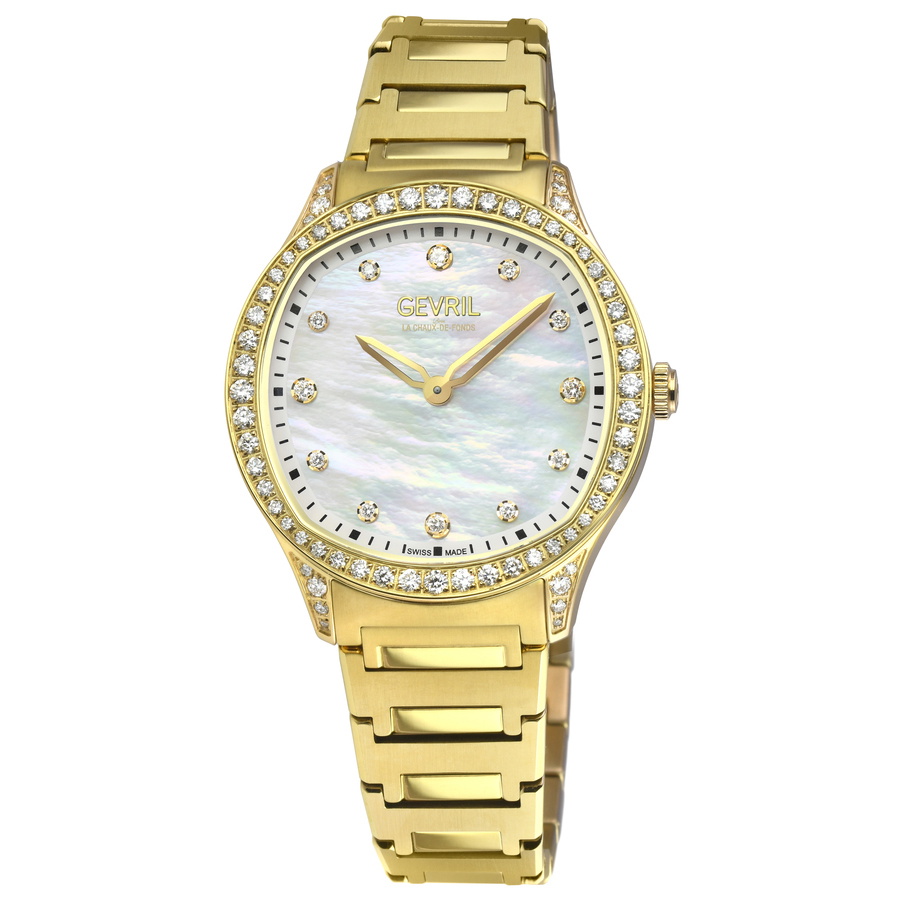 Gevril Morcote Diamond Mother of Pearl Dial Ladies Watch 10221B