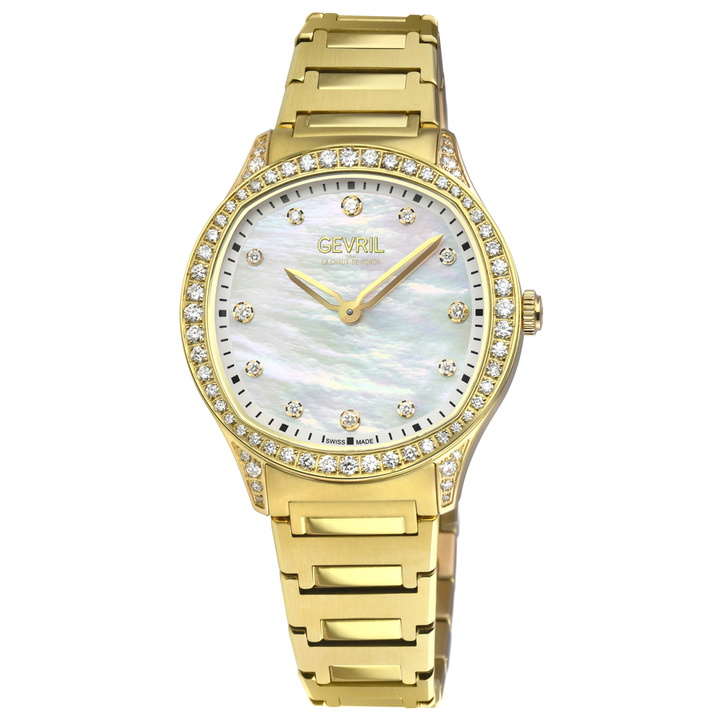 Photo: Gevril Morcote Diamond Mother of Pearl Dial Ladies Watch 10221B