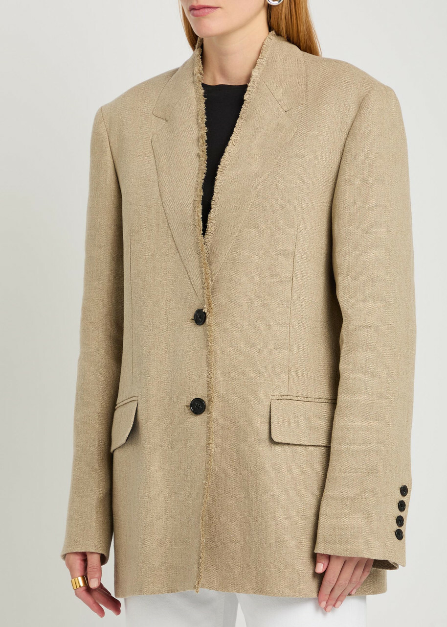 Toteme Frayed Linen Jacket Beige