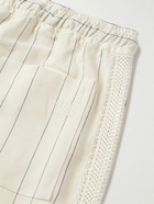 Wales Bonner - Straight-Leg Crochet-Trimmed Linen and Cotton-Blend Pyjama Trousers - White