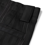 Etro - Tapered Striped Satin-Jacquard Trousers - Black