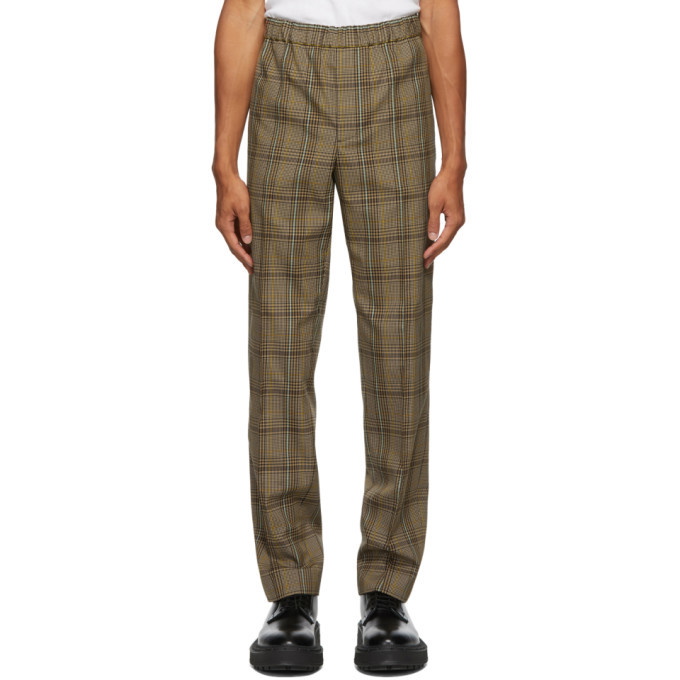 Photo: Helmut Lang Beige and Black Wool Plaid Pull-On Trousers