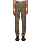 Helmut Lang Beige and Black Wool Plaid Pull-On Trousers