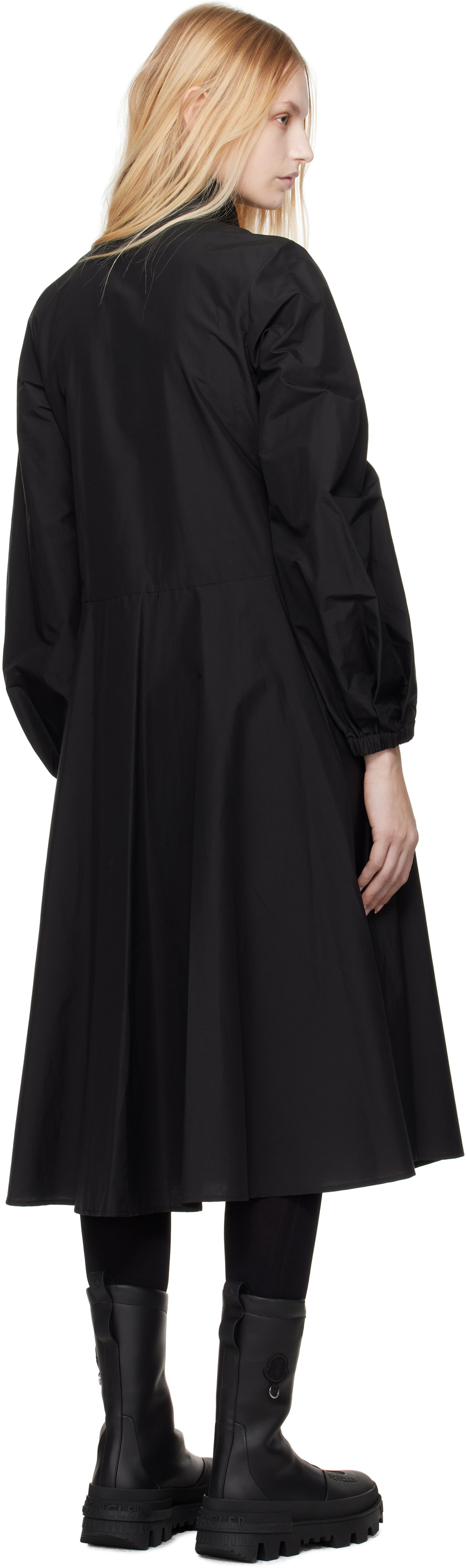 Moncler Black Front Zip Midi Dress