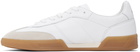 BOSS White Leather & Suede Embossed Logos Sneakers