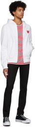 COMME des GARÇONS PLAY White Layered Double Heart Hoodie