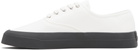Maison Kitsuné White Canvas Lace-Up Sneakers