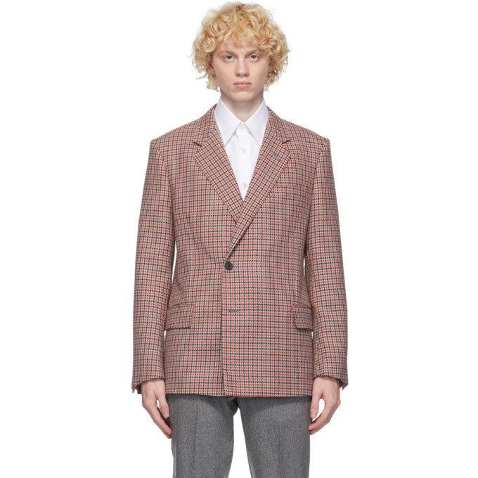 Photo: Dunhill Red Wool Houndstooth Blazer