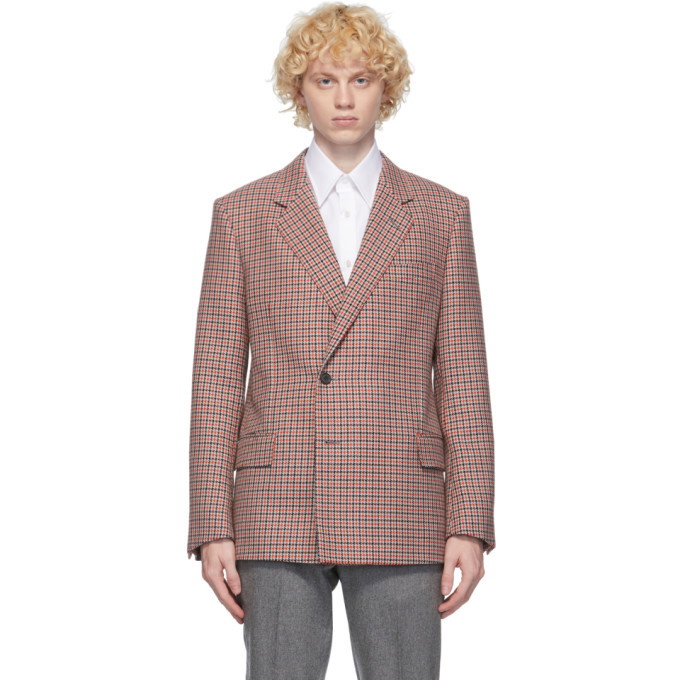 Photo: Dunhill Red Wool Houndstooth Blazer