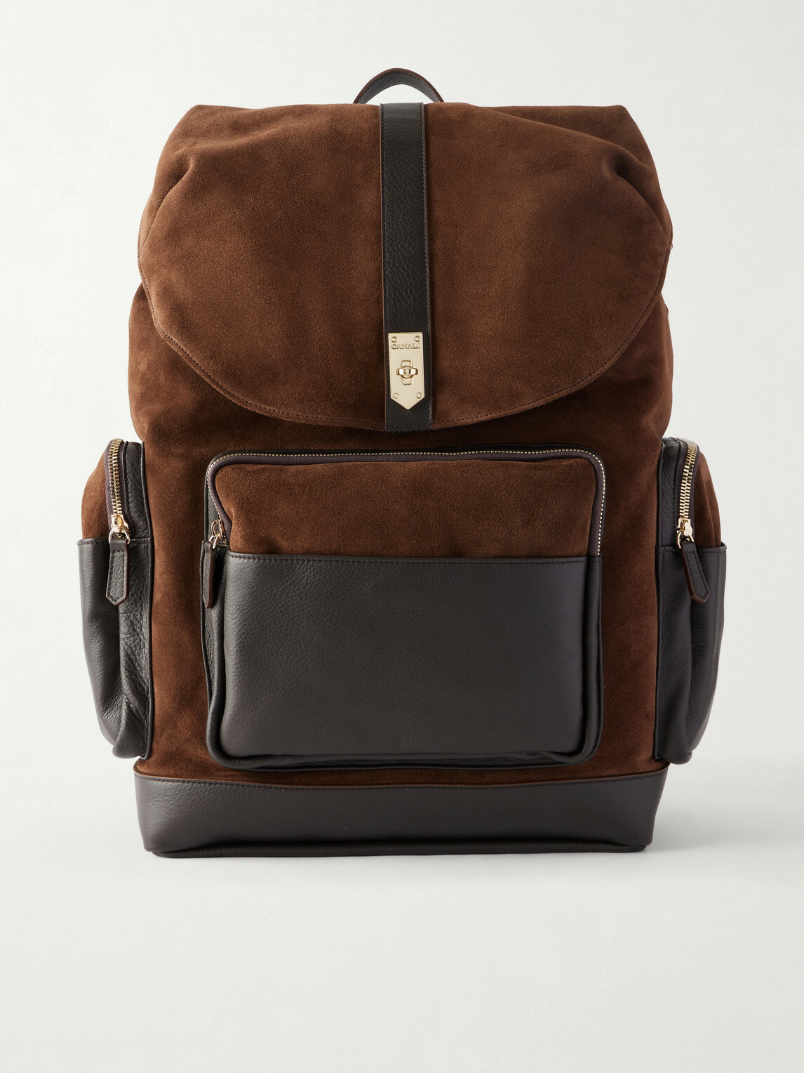 Canali - Leather-Trimmed Suede Backpack
