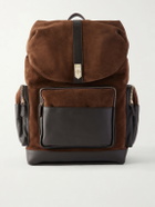 Canali - Leather-Trimmed Suede Backpack