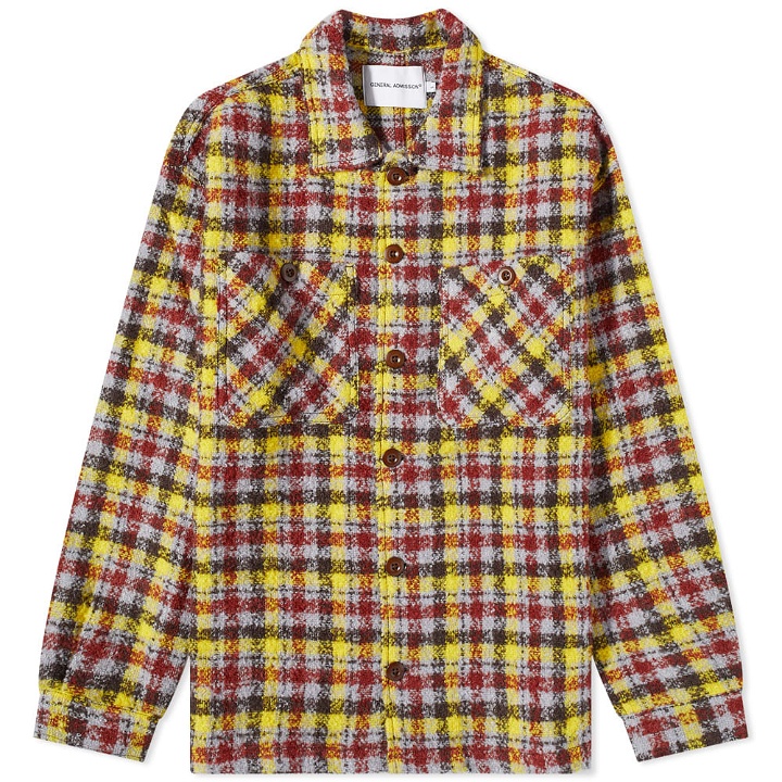 Photo: General Admission Men's Nepped Plaid Overshirt in Brown Plaid