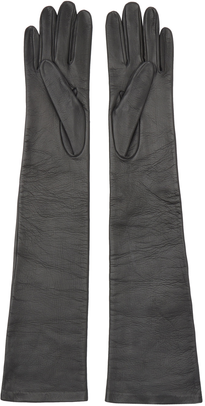 Dries Van Noten Gray Soft Leather Gloves