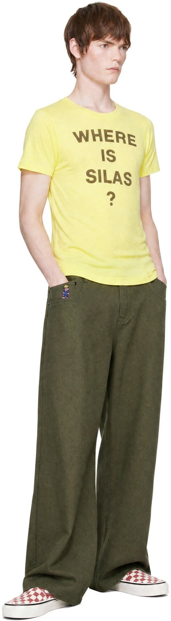KidSuper Khaki Dove Printed Barrel Jeans