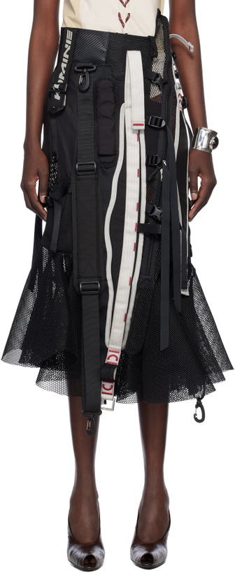 Photo: Junya Watanabe Black Multi Fabrics Mix Midi Skirt