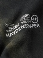 HAYDENSHAPES - Distressed Logo-Embroidered Printed Cotton-Jersey Sweatshirt - Black