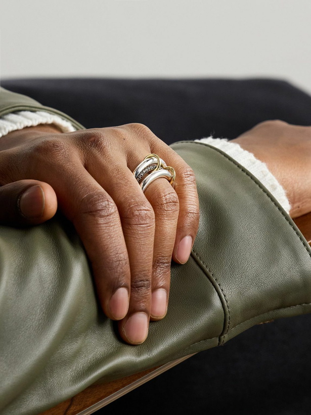 Photo: Spinelli Kilcollin - Libra Gris Sterling Silver, 18-Karat Gold and Diamond Ring - Silver