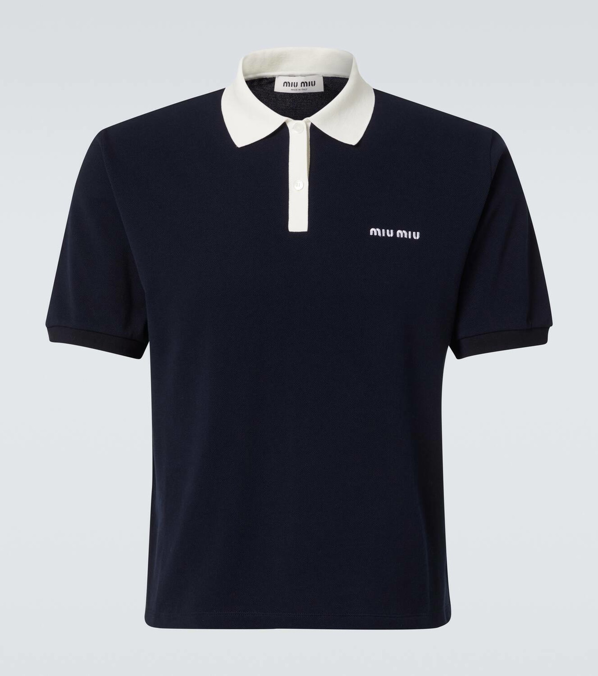 Miu Miu Logo cropped cotton piqué polo shirt