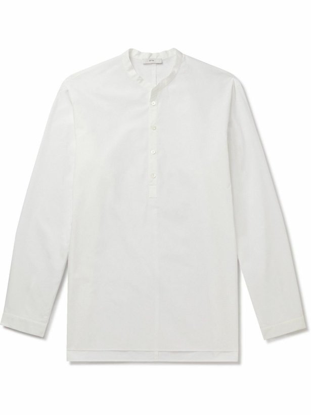 Photo: ATON - Standard Grandad-Collar Cotton-Poplin Shirt - White