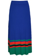 Wales Bonner Island Ribbed-knit Midi Skirt Blue