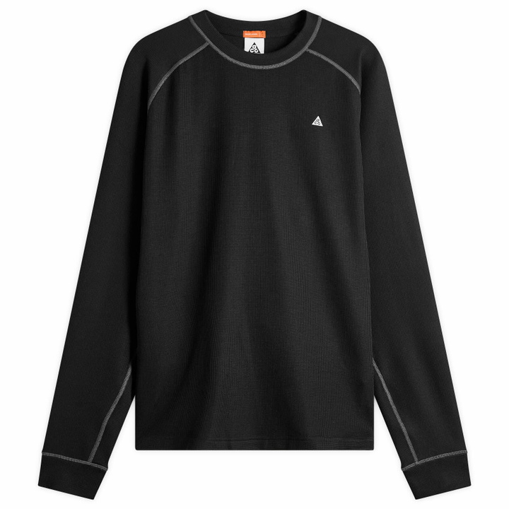 Photo: Nike Men's ACG Wolf Long Sleeve Chinati Baselayer in Black/Anthracite/Summit White