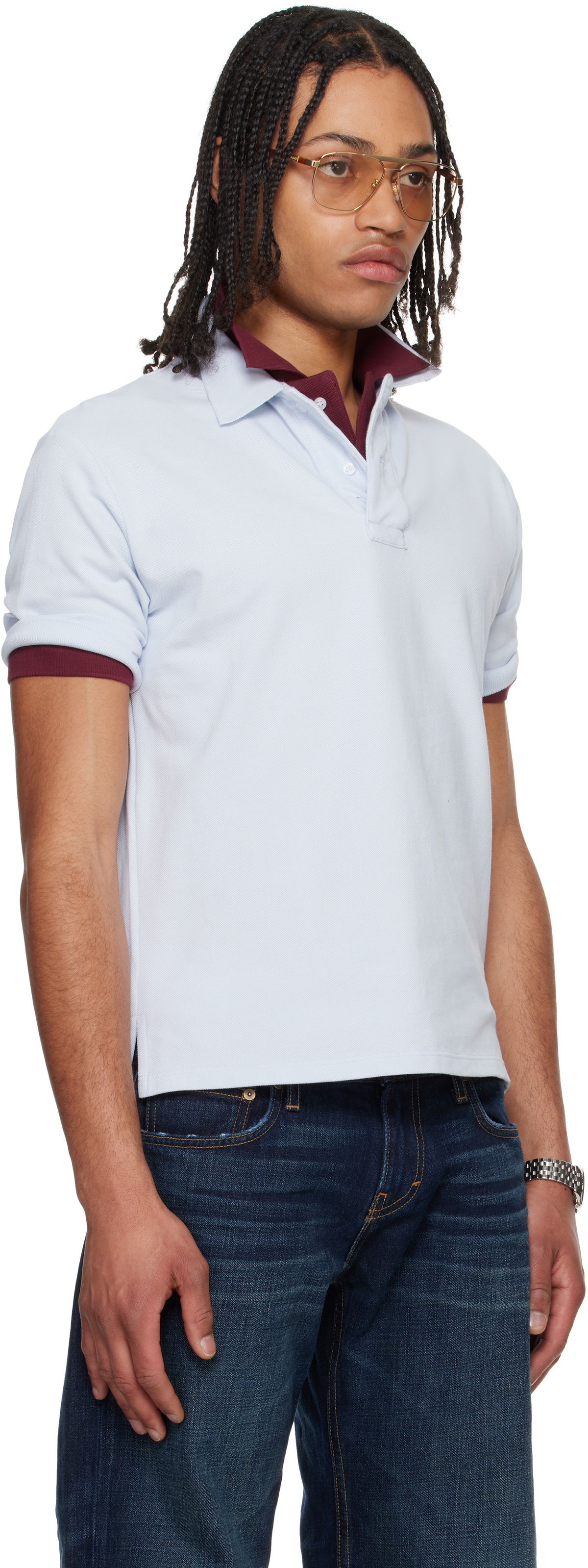 Raimundo Langlois Blue & Burgundy Layered Polo