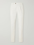 Brunello Cucinelli - Straight-Leg Pleated Cotton-Twill Trousers - Neutrals