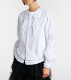 Noir Kei Ninomiya Bow-detail ruffled cotton poplin shirt
