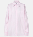 Hunza G Embroidered striped oversized cotton poplin shirt