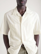Barena - Cuban-Collar Garment-Dyed Striped Cotton-Poplin Shirt - White