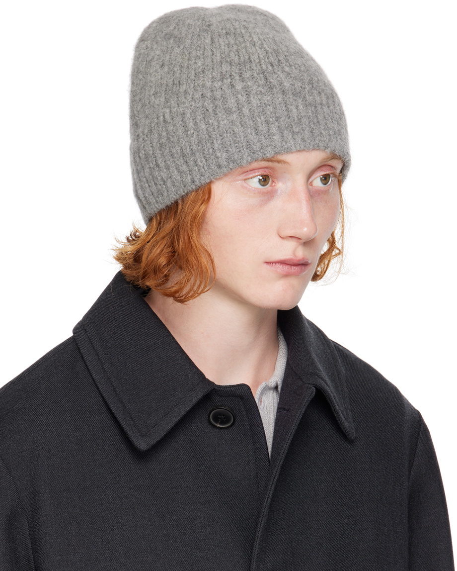 Dries Van Noten Gray Alpaca & Merino Wool Beanie