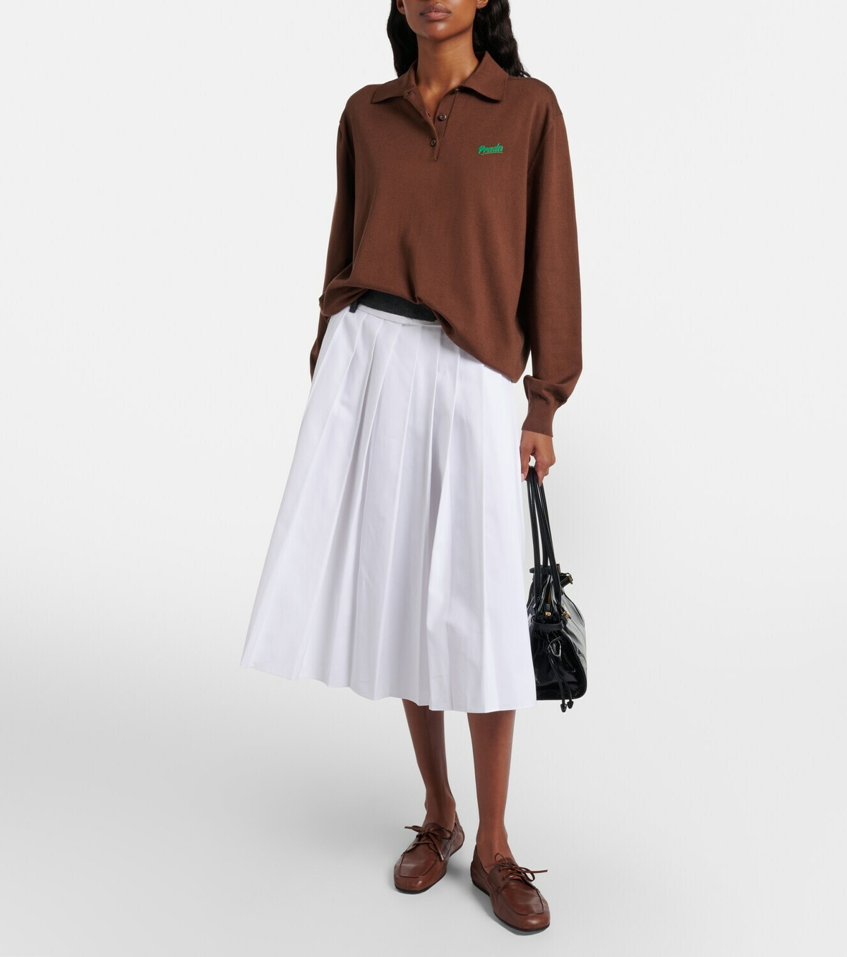 Prada Silk-blend polo sweater