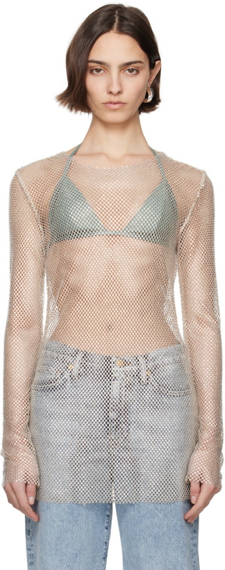 Photo: TOVE Beige Carmen Crystal Mesh Top