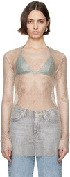 TOVE Beige Carmen Crystal Mesh Top