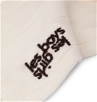 Les Girls Les Boys - Logo-Embroidered Striped Cotton-Blend Socks - White